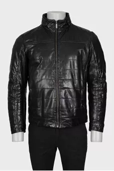 Men's straight-cut leather jacket