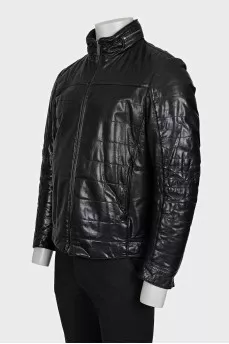 Men's straight-cut leather jacket
