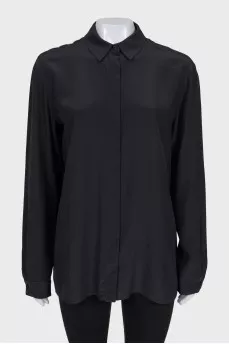 Loose fit silk button-down shirt