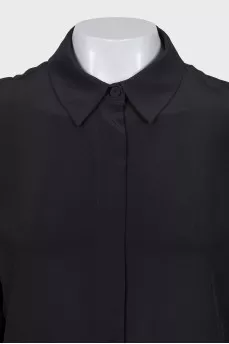 Loose fit silk button-down shirt