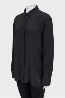 Loose fit silk button-down shirt