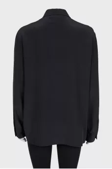 Loose fit silk button-down shirt