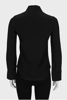 Straight-cut silk shirt with pockets