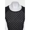 Fitted black dress with short sleeves