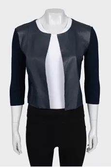 Cropped jacket with leather elements