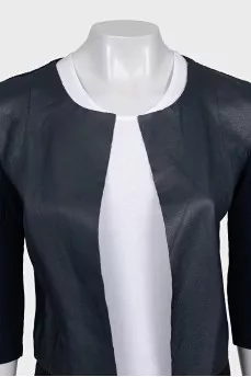 Cropped jacket with leather elements