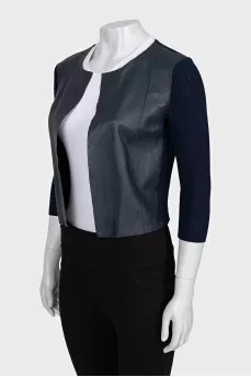 Cropped jacket with leather elements