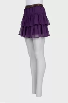 Purple mini skirt with ruffles