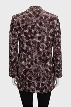 Velvet jacket with a round print
