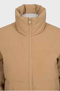 Beige jacket with a high collar