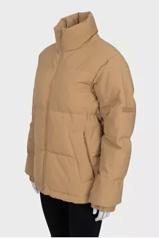 Beige jacket with a high collar