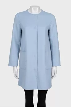 Reversible wool coat with buttons
