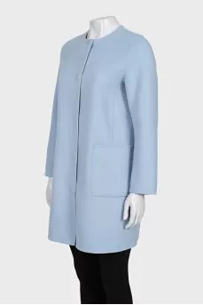 Reversible wool coat with buttons