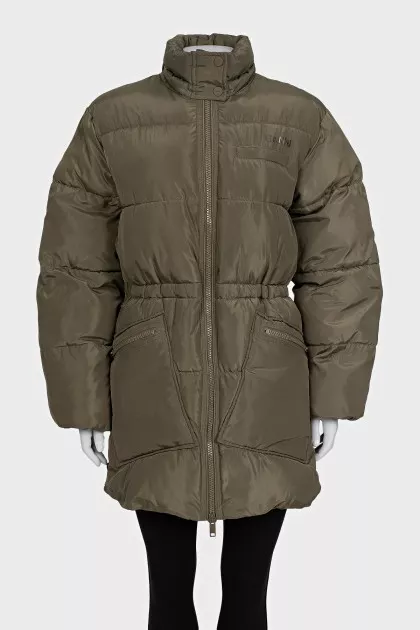Fitted down jacket with patch pockets