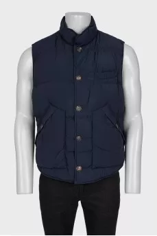 Men's blue button-down vest