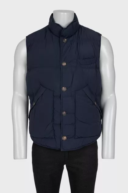 Men's blue button-down vest