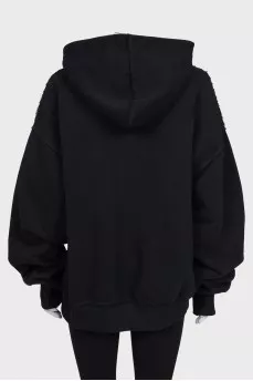 Black oversized hoodie with print