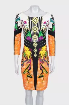 Long sleeve printed bodycon dress