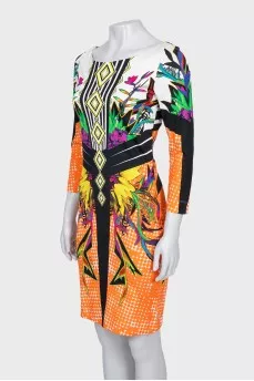 Long sleeve printed bodycon dress