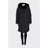 Long down jacket with fur on the hood