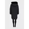 Long down jacket with fur on the hood