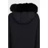 Long down jacket with fur on the hood