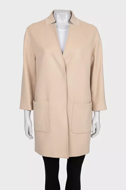 Beige V-neck coat