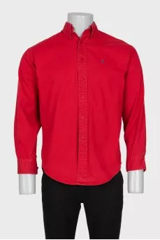 Men's red denim shirt