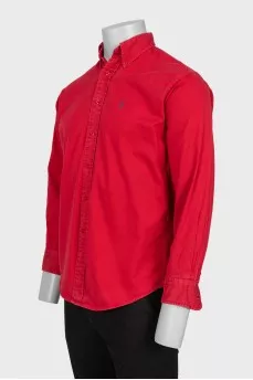 Men's red denim shirt