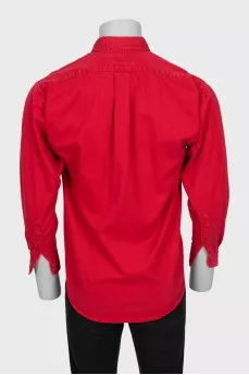 Men's red denim shirt