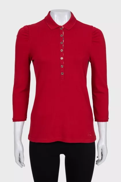 Red slim-fit button-down cardigan