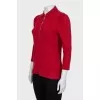 Red slim-fit button-down cardigan