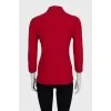 Red slim-fit button-down cardigan