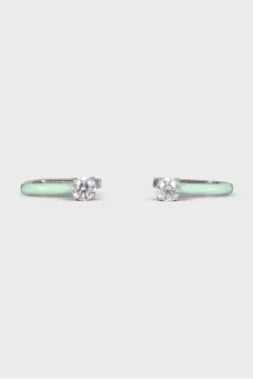 Silver earrings with enamel and crystals