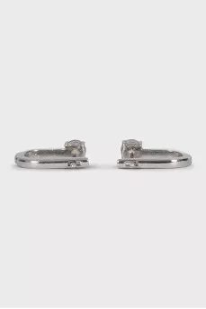 Silver earrings with enamel and crystals