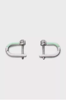 Silver earrings with enamel and crystals