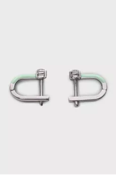 Silver earrings with enamel and crystals