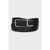 Men's leather belt with a rectangular buckle