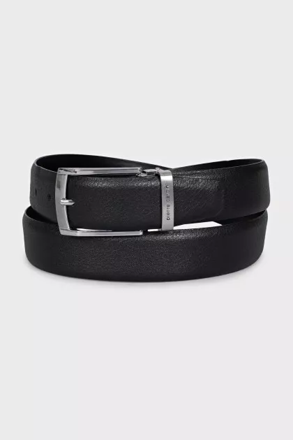 Men's leather belt with a rectangular buckle