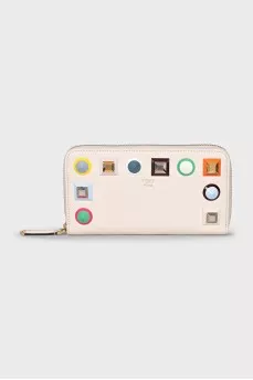 Beige studded wallet