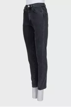 High-waisted straight jeans with a zipper