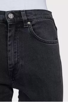 High-waisted straight jeans with a zipper