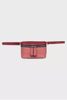 Two-tone leather bag with zipper