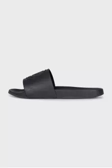 Men's black flip-flops with a 3D logo