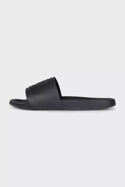 Men's black flip-flops with a 3D logo