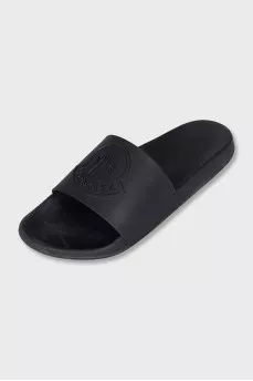 Men's black flip-flops with a 3D logo