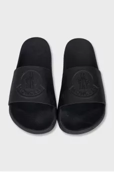 Men's black flip-flops with a 3D logo