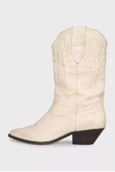 Leather Cossack boots decorated with embroidery