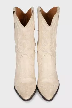 Leather Cossack boots decorated with embroidery