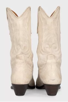 Leather Cossack boots decorated with embroidery